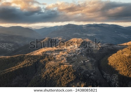Aerial view of Rhodope Mountains near the Thracian sanctuary Belintash, Bulgaria
