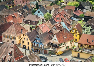 Aerial View Of  Ribeauville Village, Alsace, France