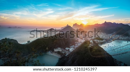 Similar – Image, Stock Photo Tropical sunset at Praia Emilia with silhouetted palm trees