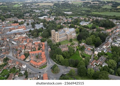 aerial view of  Ripon Cathedral. Minster Road, Ripon  in north Yorkshire - Shutterstock ID 2366942515