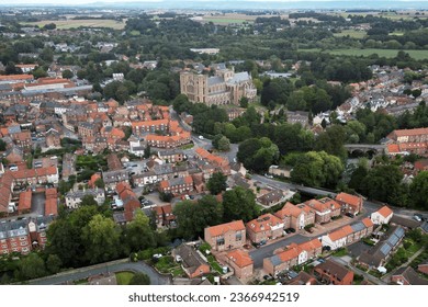 aerial view of  Ripon Cathedral. Minster Road, Ripon  in north Yorkshire - Shutterstock ID 2366942519