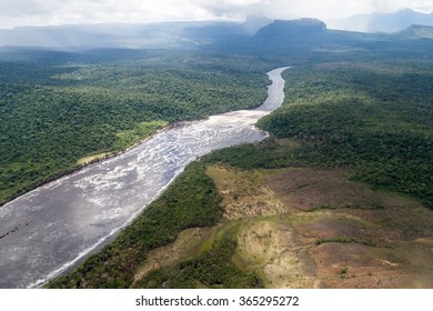 Aerial View Of River Carrao In Venezuela