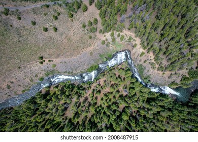 An Aerial View Of A River In Crested Butte, CO. 