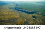 Aerial view of river and escarpment at Mitchell Plateau in the far north of Western Australia