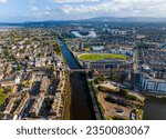 Aerial view of river Liffey in Dublin, the capital of Ireland