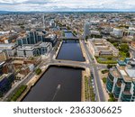 Aerial view of river Liffey in Dublin, the capital of Ireland