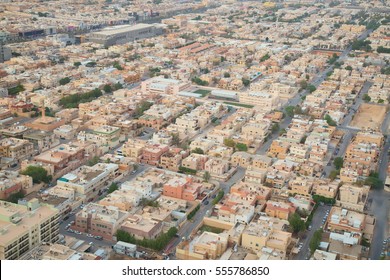 Aerial View Of Riyadh Downtown In Riyadh, Saudi Arabia.