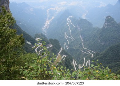 Aerial View Of The Road Of 99 Bends, Tianmen Mountain, Zhangjiajie, China