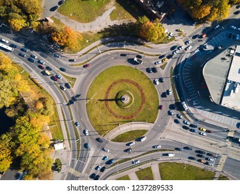 Aerial View Of The Road Circle In Kaliningrad, Russia