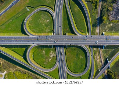 Aerial View Of The Road Junction In Kaliningrad, Russia