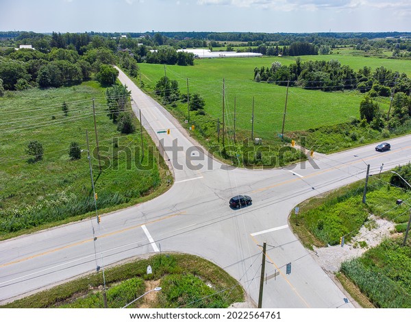 An aerial view of a road\
network