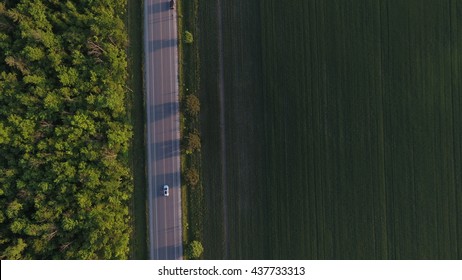 Aerial View Of A Road Taken From A Drone