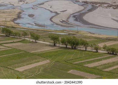 Aerial View Of A Road In Wakhan Valley, Tajikistan