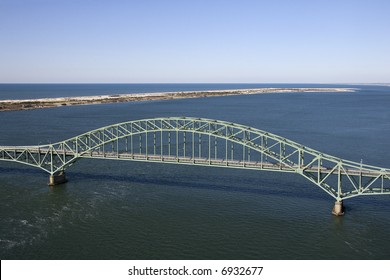 Aerial View Of Robert Moses Causeway Bridge In New York.