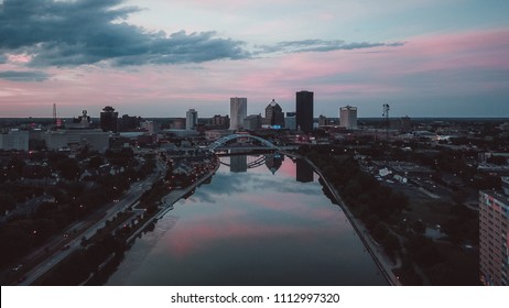 Aerial View Of Rochester NY At Sunset