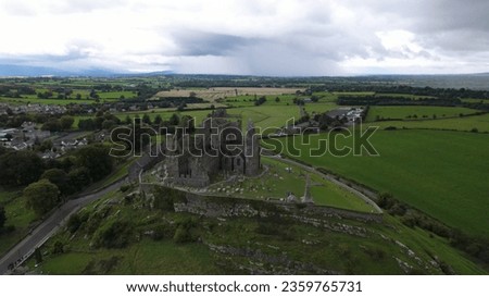 Aerial view of the Rock of Cashel, also known as Cashel of the Kings and St. Patrick's Rock, is a historical site located at Cashel, County Tipperary, Ireland.