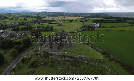 Aerial view of the Rock of Cashel, also known as Cashel of the Kings and St. Patrick's Rock, is a historical site located at Cashel, County Tipperary, Ireland.