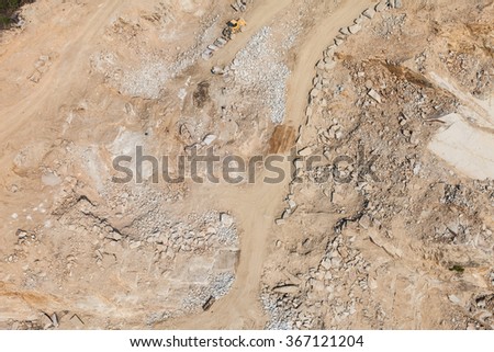 aerial  view of  rock quarry in Poland near Sobotka town
