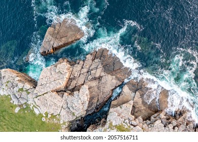 Aerial view of the rocky coastline by Marmeelan and Falcorrib south of Dungloe, County Donegal - Ireland