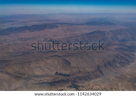 Aerial view of the rocky mountain and desert in Iran