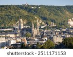 Aerial view of Rouen, Normandy, France, with the keep of Rouen Castle, known as "Tour Jeanne d