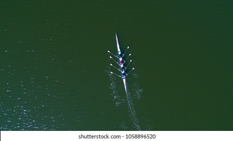 Aerial View Of Rowing Team