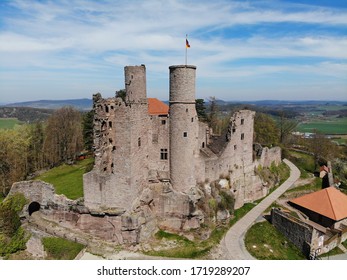Aerial view of ruin of Hanstein castle near Bornhagen/Rimbach (Eichsfeld, Thuringia, Germany)