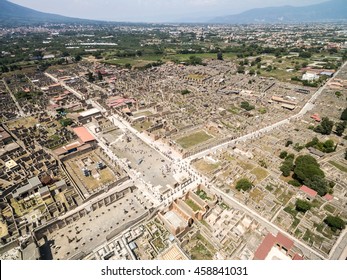 Aerial View Of Ruins Of Pompeii, Italy