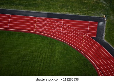 Aerial View Of A Running Track