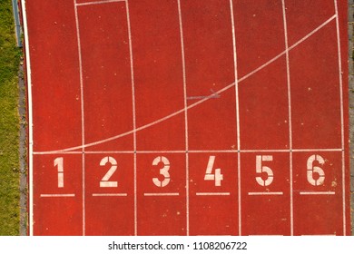 Aerial View Of A Running Track In Autumn Shot Frome Above