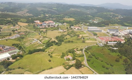 Aerial view of rural area near Bilbao airport in the Basque Country
