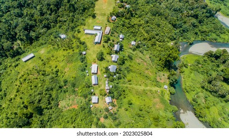 Aerial View Of A Rural Community High School In North-east Choiseul.