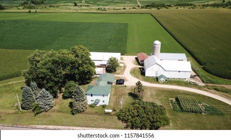 Aerial View Of Rural Farm In Sparta Wisconsin