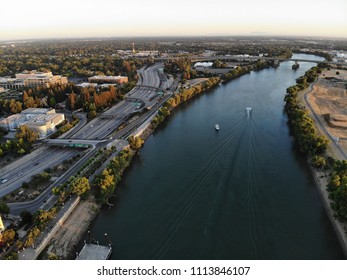 Aerial View Of Sacramento River And Highway 5