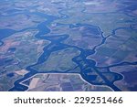 An aerial view of the Sacramento - San Joaquin River Delta, California, USA