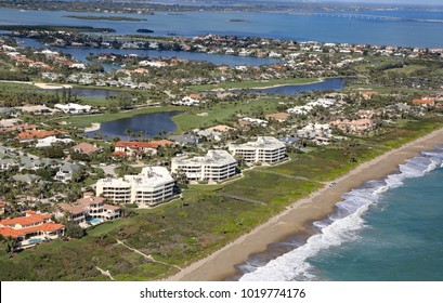 Aerial view of Sailfish Point in Stuart, Florida, an upscale community on the Treasure Coast.