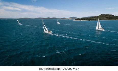 Aerial view of sailing yachts competition, Adriatic sea, Croatia - Powered by Shutterstock