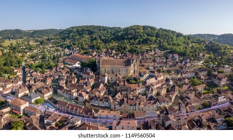 Aerial View Of Saint-Cyprien, Dordogne Village