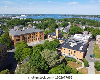 Aerial View Of Salem State University Campus And Edward Sullivan Building In City Of Salem, Massachusetts MA, USA. 