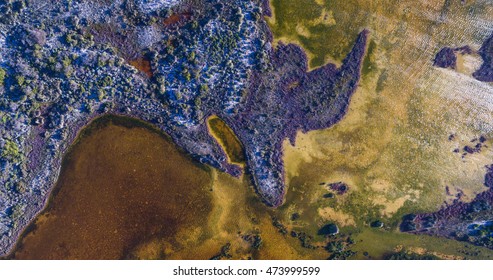 Aerial View Of Salt Marsh At Pink Lake Inlet Near Hutt Lagoon Western Australia