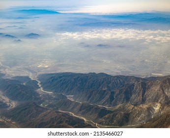 Aerial view of San Bernardino Mountains, view from window seat in an airplane at California, U.S.A. - Shutterstock ID 2135466027
