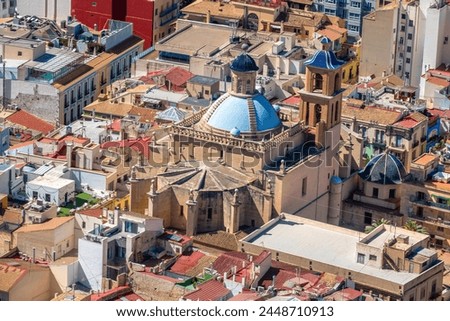 Aerial view of San Nicolás Cathedral in the olf city center of Alicante, Valencia region, Spain