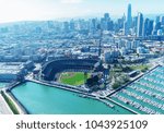 Aerial view of San Francisco skyline on a beautiful sunny summer day.