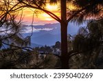 Aerial view of San Jose del pacifico mountains traditional mexican old village in Oaxaca state famous for magic mushroom as medical plant treatment