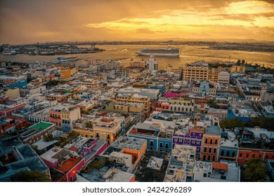 Aerial View of San Juan, Puerto Rico at SunriseSunset - Powered by Shutterstock