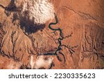 Aerial view of the San Juan River meeting with Lake Powell. Digitally enhanced. Elements of this image furnished by NASA. 