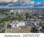 aerial view of San Nicolas de los Arroyos in Buenos Aires and the Parana River