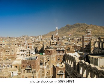 Aerial View Of Sanaa Old City, Yemen