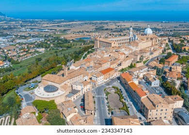 Aerial view of the Sanctuary of the Holy House of Loreto in Italy.