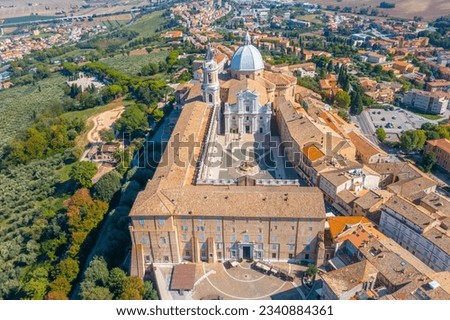 Aerial view of the Sanctuary of the Holy House of Loreto in Italy.